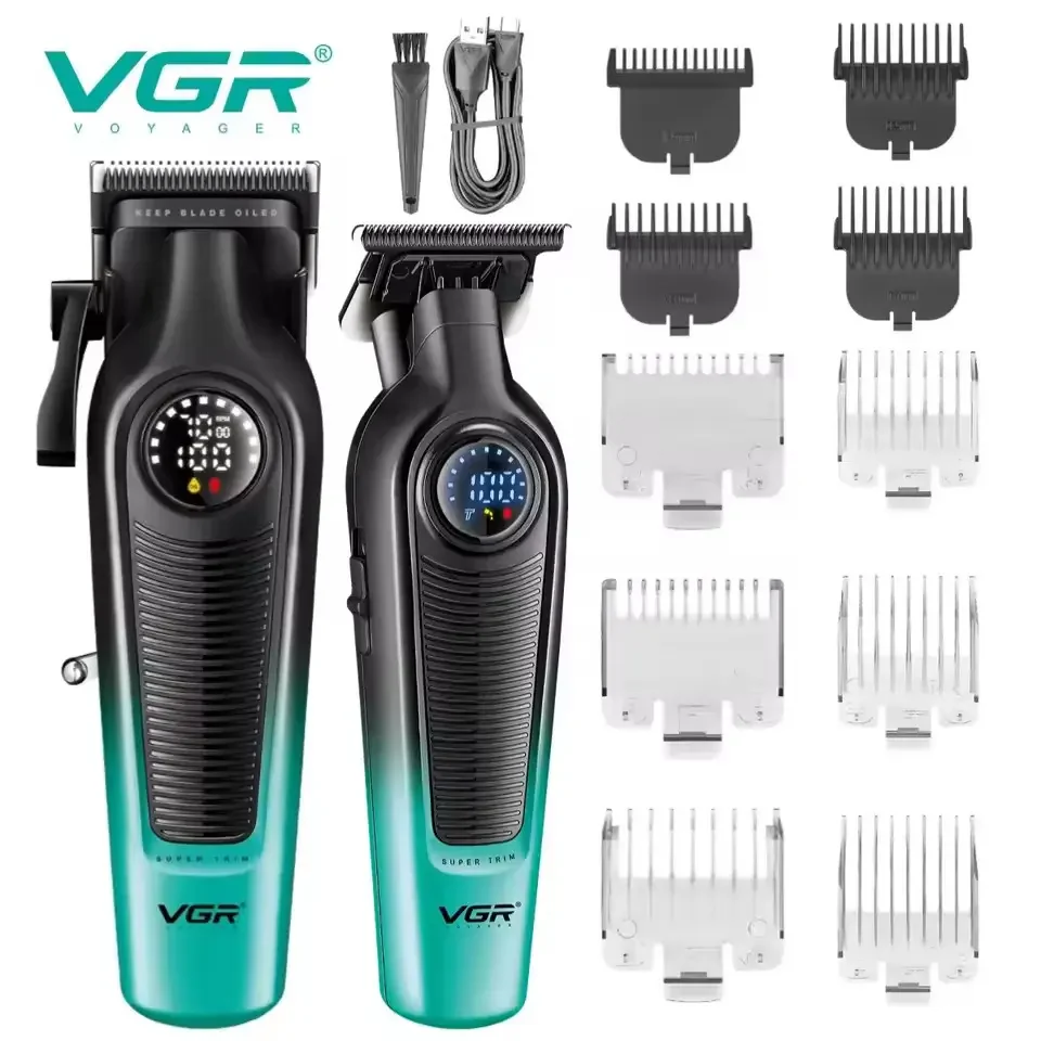 VGR V-196 + V-996 Green — машинка, тример і комплект насадок